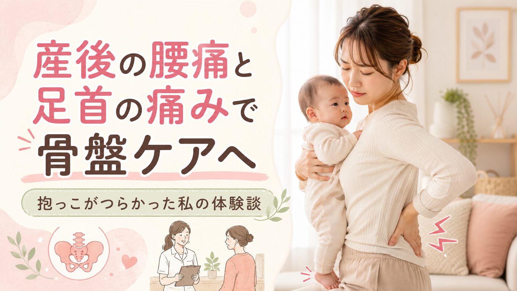 産後の腰痛と足首の痛みがつらく骨盤ケアに行ったママの体験談画像